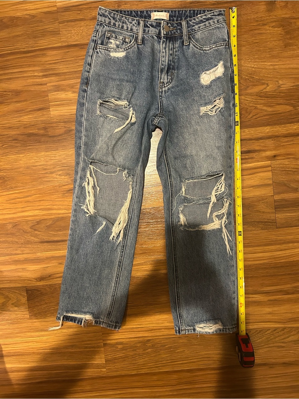 Altar'd State Blue Distressed Straight-Leg Women’s Jeans - Picture 7 of 9